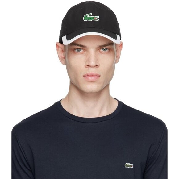 Lacoste Black Unisex Sport Contrast Border Cap -  NEW - Picture 1 of 3
